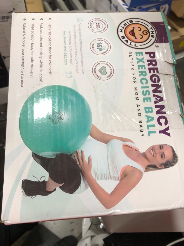 Photo 1 of The Birth Ball - Birthing Ball for Pregnancy & Labor - 18 Page Pregnancy Ball Exercises Guide by Trimester - Non Slip Socks - How to Dilate, Induce, & Reposition Baby for Mom 65cm