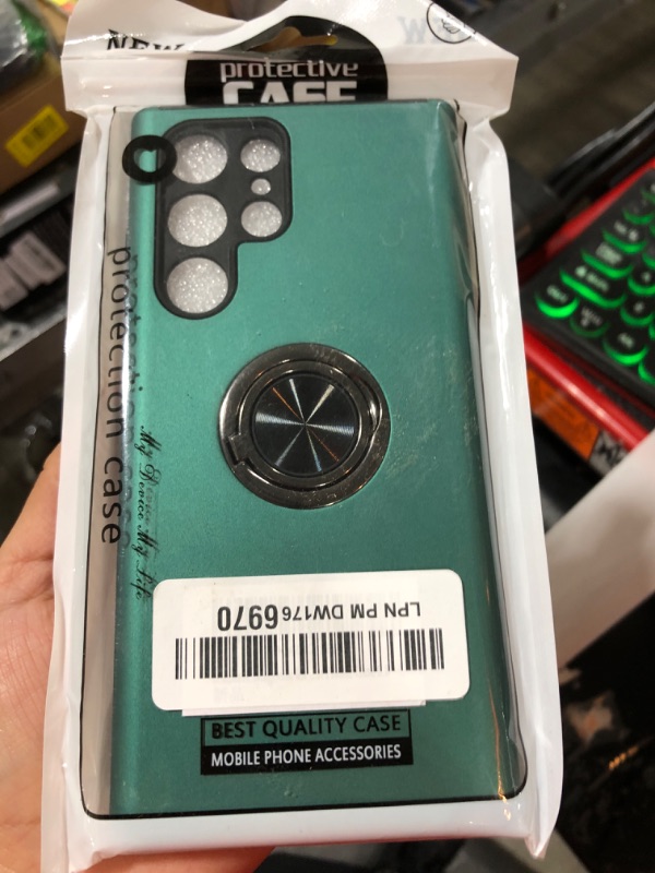 Photo 1 of ankofave Magnetic for Samsung Galaxy S22 Ultra Phone Case for Women/Men, Matte Luxury Soft Metallic Luster Design with Camera Lens Protector, Shockproof Anti-Scratch Phone Case 6.8"-Green