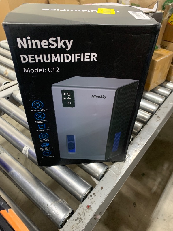 Photo 1 of NineSky Dehumidifier for Home, 95 OZ Water Tank, (1000 sq.ft) Dehumidifiers for Bathroom Bedroom Basement with Auto Shut Off,7 Colors LED Light (Gray)