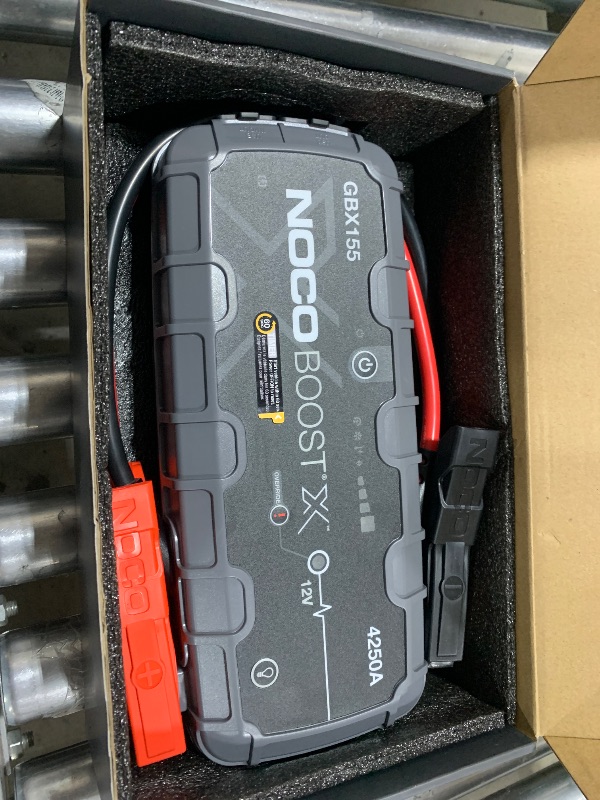 Photo 1 of NOCO Boost X GBX155 4250A 12V UltraSafe Portable Lithium Jump Starter, Car Battery Booster Pack, USB-C Powerbank Charger, and Jumper Cables for up to 10.0-Liter Gas and 8.0-Liter Diesel Engines