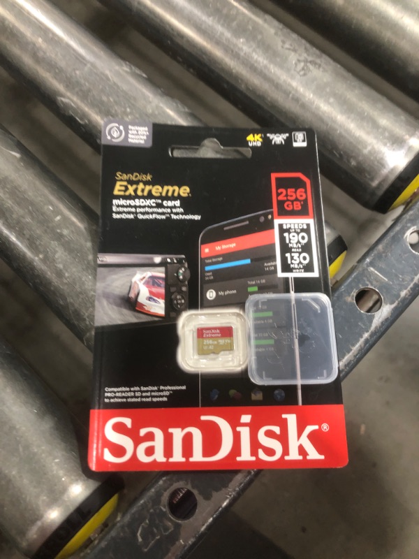 Photo 1 of SanDisk 256GB Extreme microSDXC UHS-I Memory Card with Adapter - Up to 190MB/s, C10, U3, V30, 4K, 5K, A2, Micro SD Card - SDSQXAV-256G-GN6MA