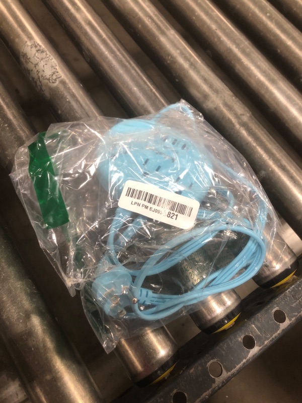 Photo 1 of Blue Extension Cord with Surge Protected 1080J - 5 FT Flat Extension Cord, 1625W Cute Extension Cord with 3 AC Outlet 4 USB (24W/4.8A), Compact for Cute Blue Kawaii Desk Accessories