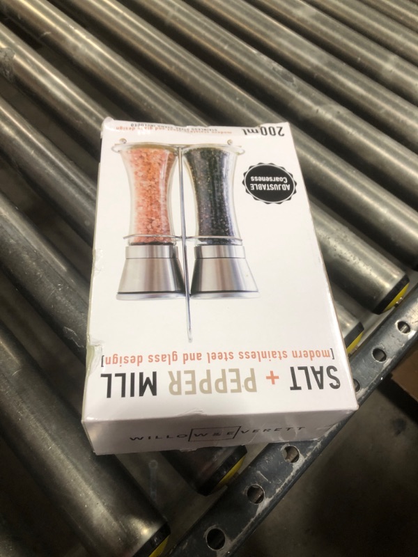 Photo 1 of Willow & Everett Salt & Pepper Grinder Set - Stainless Steel Manual Mills, Peppercorns & Rock Salt Sold Separately, Refillable Adjustable Coarseness