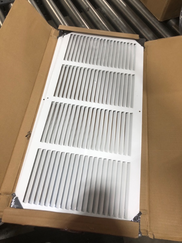 Photo 1 of [2 Pack] Fits 24x10 Duct Opening | Steel Return Air Grille by Handua | Vent Cover Grill for Sidewall and Ceiling | White | HVAC Cold Air Intake Grille | Outer Dimensions: 25.75"W X 11.75"H