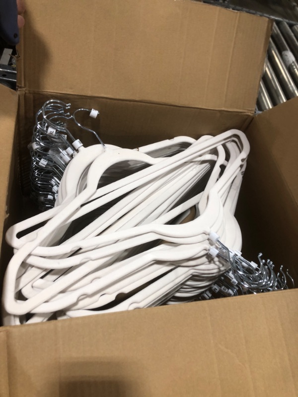 Photo 1 of HOUSE DAY Premium Velvet Hangers 100 Pack White, Non-Slip Flocked Felt Hangers, Sturdy Clothes Hanger with 360° Rotatable Hook, Heavy Duty Durable Slim Coat Hanger for Closet Space Saving
