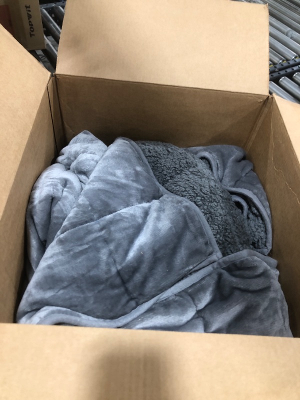 Photo 1 of Sivio Weighted Blanket for Adult, 15 lbs Sherpa Heavy Blanket with Soft Flannel Reversible, Queen Size, Extra Warm Cozy Fluffy Weighted Blanket, 60x80 Inches Dual Sided Grey
