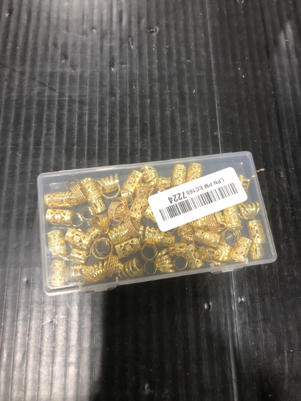 Photo 1 of Tuefuzy 110 Pcs Gold Hair Jewelry for Braids and Dreadlocks - Metal Rings, Cuffs, Clips Accessory Decorations - Golden Yellow
