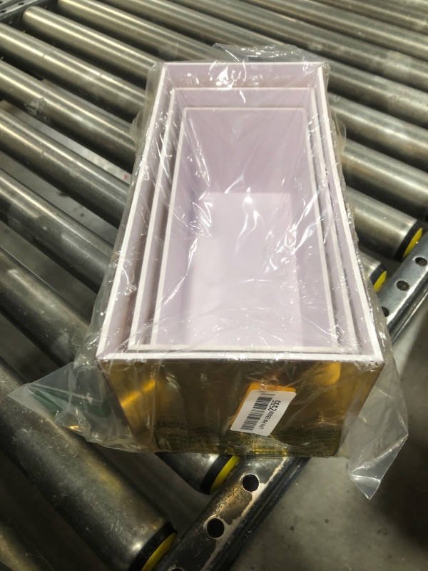 Photo 1 of Acrylic Food Display Risers, Gold Risers Boxes 3Pcs Rectangular Buffet Risers Display Stand Shelf for Catering Dessert Buffet Table, Parties, Weddings, Collectibles Shoes Display (3Pcs)