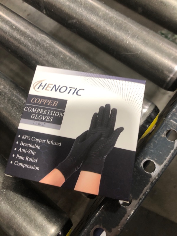 Photo 1 of HENOTIC Copper Compression Gloves for Women Men, Full Finger Breathable & Moisture Wicking Arthritis Compression Gloves