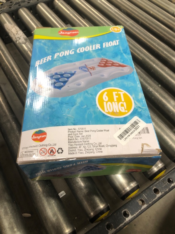 Photo 1 of JAZGROM Pool Games for Adults Water Games Lake Accessories Toys Inflatable Floating Pong Table Party Essentials Pool Floats Raft Tanning with 20 Cups & 4 Ping Pong 6FT