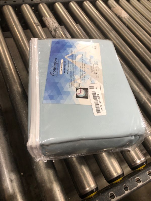 Photo 1 of Cottingon,Premium 100% Egyptian Cotton,Flex Top King Sheets for Sleep Number Beds 16" Deep,King 34" - Light Blue