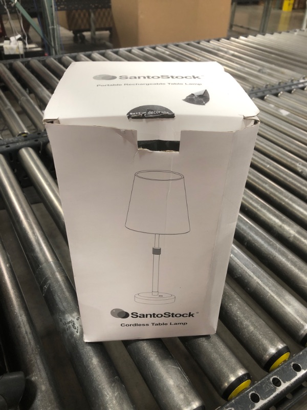 Photo 1 of SANTOSTOCK Portable Cordless LED Table Lamp, 5200mAh Rechargeable Battery Operated Desk Lamp, 3-Level Brightness Dimmable Nightstand Light, Black Wireless Lamp for Restaurant Bedside Night Light