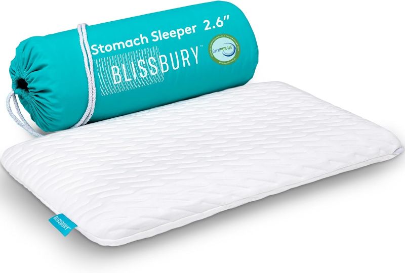 Photo 1 of BLISSBURY Stomach Sleeping Pillow - Flat Pillows for Sleeping | Thin Memory Foam Pillow for Stomach Sleepers | Ultra Thin Pillow for Sleeping | Slim Pillow, Stomach Sleeper Pillow | 2.6 Inch Thickness
