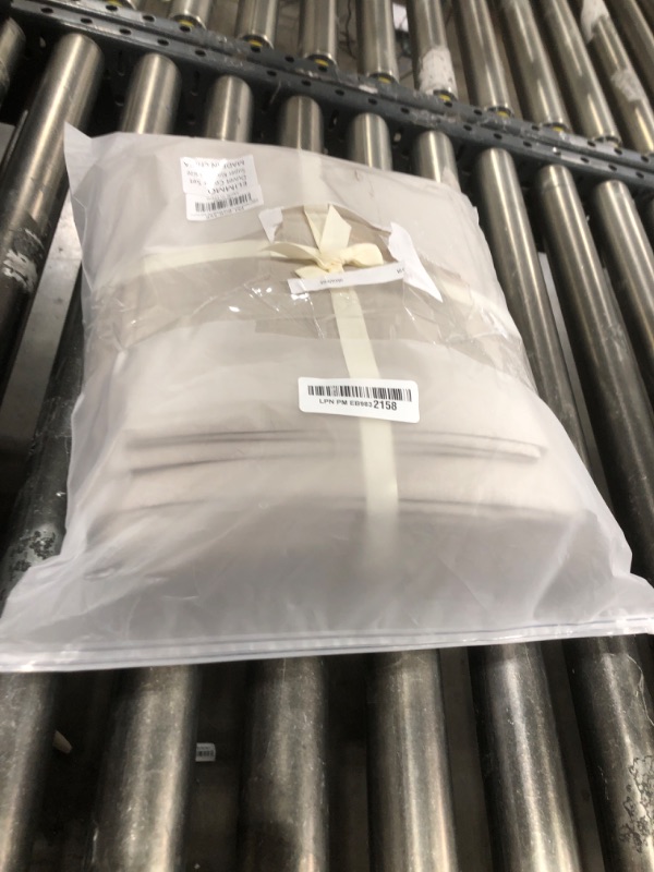 Photo 1 of ELIMMO Duvet Cover Super King Plus Size - 100% Washed Cotton Linen Like Textured Ultra Soft Breathable Hotel-Like Bedding Set for All Season,3 Pieces (Beige Grey, Super King Plus)