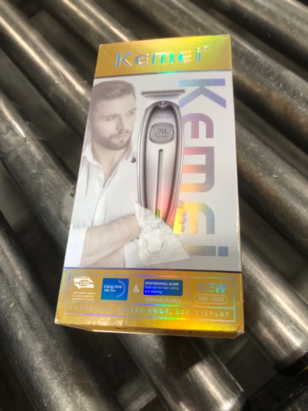 Photo 1 of KEMEI Professional Beard & Hair Trimmer for Men, Cordless T-Blade Trimmers, Electric Hair Clippers for Barbers and Stylists, All Body Grooming-Model 1949 Gold