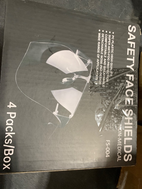 Photo 1 of Face Shield with Glasses 4 Pack, Anti -Fog Clear Face Mask Full Face Protection Splash Guard Reusable Breathable See Through Goggles Plastic Face Shields for Adults Working for Grinding and Cutting