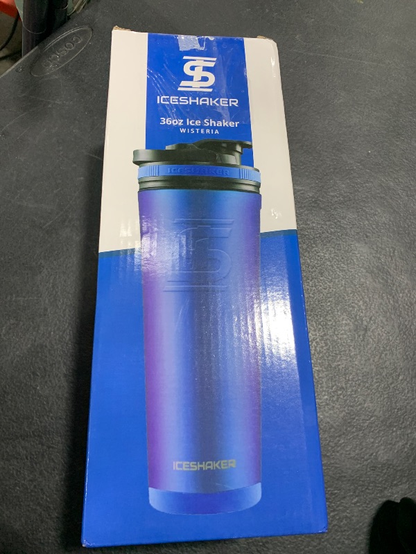 Photo 1 of Ice Shaker Insulated Stainless Steel Shaker Bottle | 36oz, Wisteria | Cold for 30+ Hours | Insulated Cup with Twist-on Agitator | Odor-Free Bottle for Protein Shakes, Water, Smoothies, Cocktails