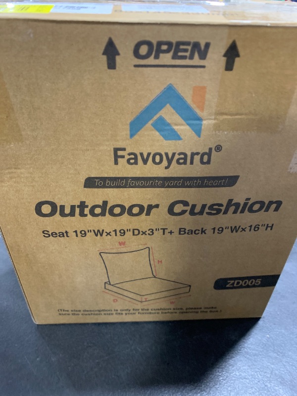 Photo 1 of Favoyard Outdoor Seat Cushion Set 19 x 19 Inch Waterproof & Fade Resistant Patio Furniture Cushions with Removable Cover Deep Seat & Back Cushion with Handle and Adjustable Straps for Chair Sofa Couch