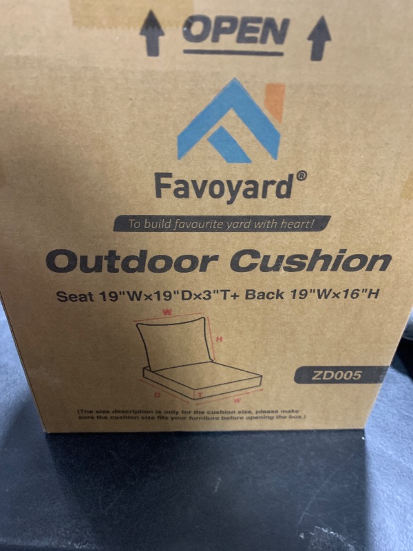 Photo 1 of Favoyard Outdoor Seat Cushion Set 19 x 19 Inch Waterproof & Fade Resistant Patio Furniture Cushions with Removable Cover Deep Seat & Back Cushion with Handle and Adjustable Straps for Chair Sofa Couch