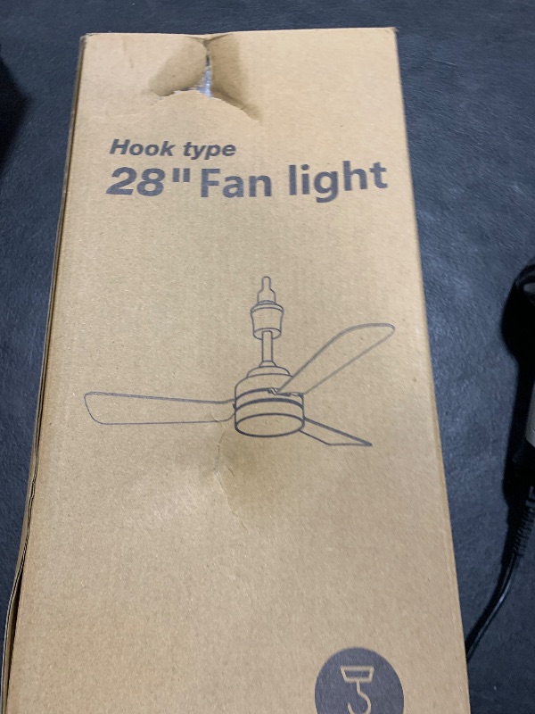 Photo 1 of PBLALA Ceiling Fans with Lights,28" LED Fan Light Hanging with Hook,Hook Type Ceiling Fan,Plug in Ceiling Fan Light,35W,3000-6500k,Remote Control,Portable Fan for Camping Bed,Patios,(Black)