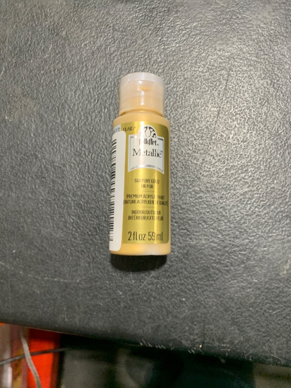 Photo 1 of FolkArt Acrylic Metallic Paint, Non Toxic, 2 Fl Oz (Pack of 1), Pure Gold