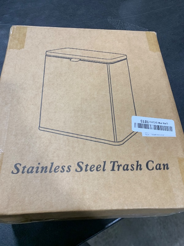 Photo 1 of LINSSEN Stainless Steel Hanging Trash Can with Lid and Inner Bucket, 2 Gallon Kitchen Compost Bin for Counter Top, Under Sink or Wall Mount, Small Garbage Can for Cupboard/Bathroom/Bedroom/RV, Black