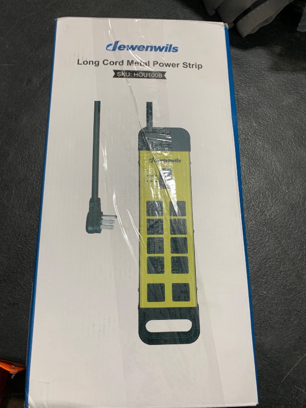 Photo 1 of DEWENWILS 10-Outlet Metal Surge Protector Power Strip with 15Ft Cord, UL Listed, Flat Plug, 15A Circuit Breaker, 1440Joules, Heavy Duty Industrial Power Strip for Garage, Workshop, Wall Mountable