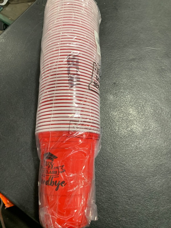 Photo 1 of Yinder 48 Pcs Disposable Graduation Party Plastic Cups, 16 oz Graduation Decorations 2025 Grad Stadium Cups, Hot Cold Drinks for Graduation Party Graduation Favors (Red and Black)