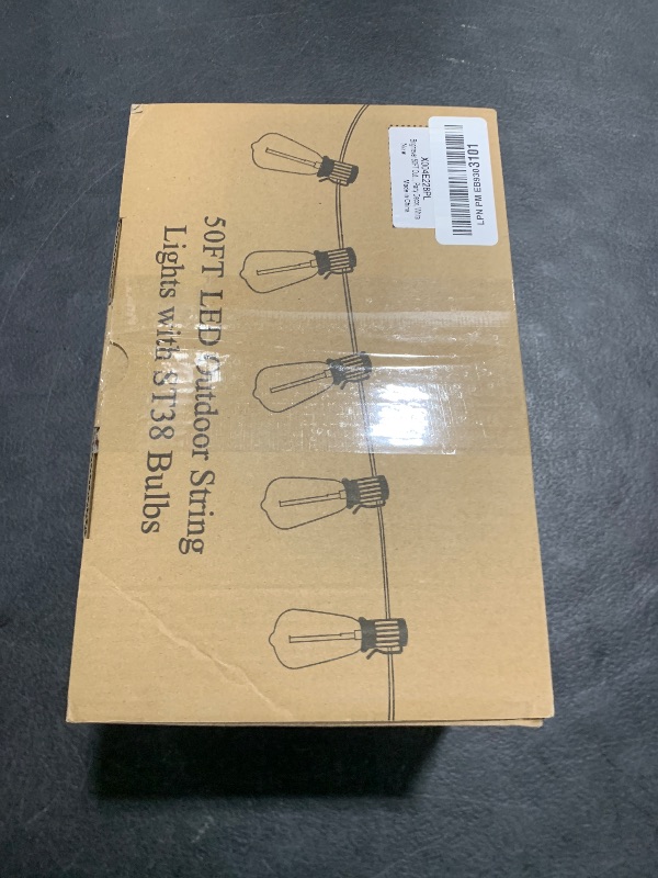 Photo 1 of Brightever 50FT Outdoor String Lights Weatherproof, Patio Lights with 25+2 ST38 Edison Shatterproof Bulbs, Commercial Grade Warm White LED String Lights Decorative for Christmas, Wedding, Party, White