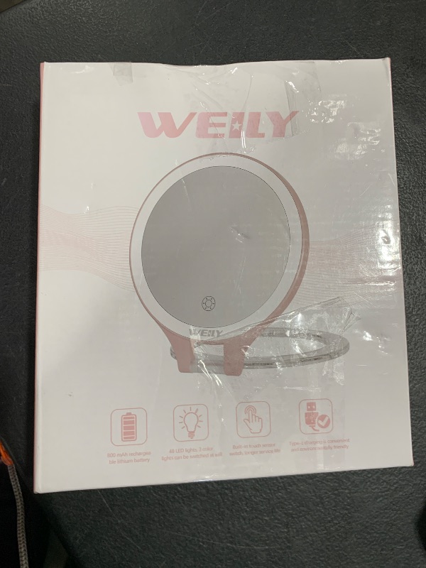 Photo 1 of WEILY Magnifying Mirror with Light, 10X/1X Magnification Double-Sided Travel Makeup Mirror, with 3 Color Lights, Touch Control, Rechargeable Portable Mirror for Bedroom, Bathroom (Pink)