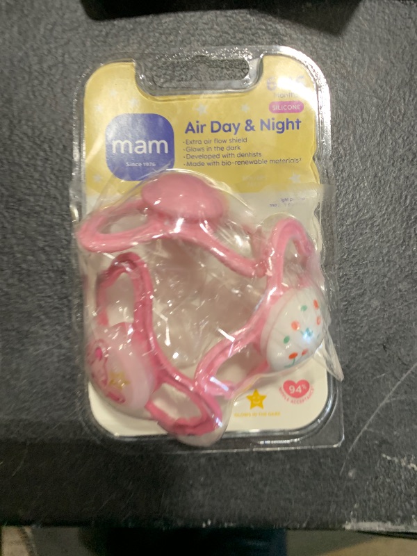 Photo 1 of MAM Air Night & Day Baby Pacifier, for Sensitive Skin, Glows in The Dark, 3 Pack, 6-16 Months, Girl