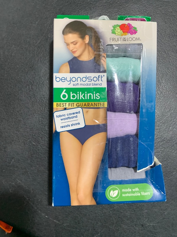 Photo 1 of Fruit of the Loom womens Beyondsoft (Regular & Plus Size) Bikini Style Underwear, Bikini - Modal 6 Pack Assorted Colors, 7 US