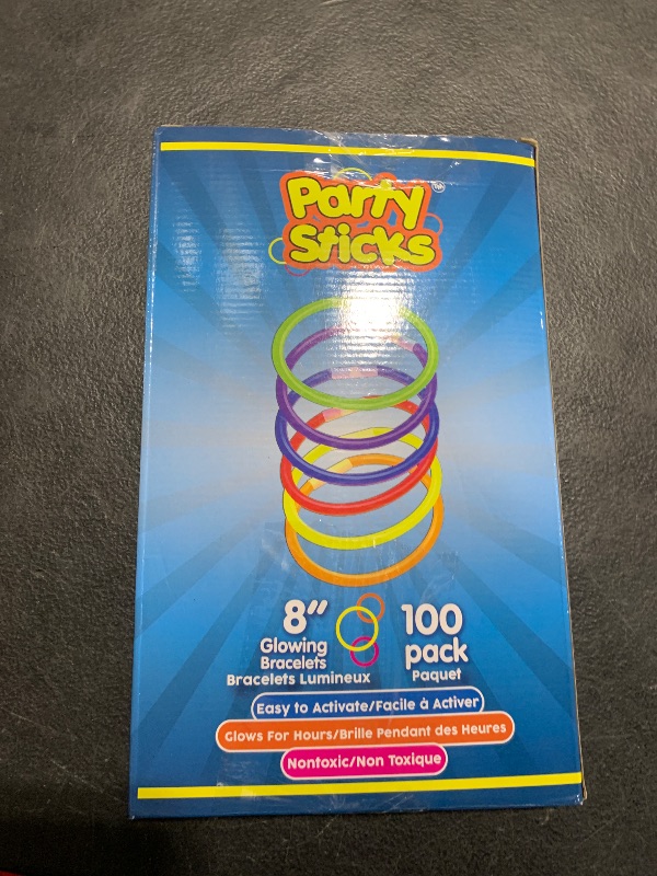 Photo 1 of PartySticks Glow Sticks Party Supplies 100pk - 8 Inch Glow in the Dark Light Up Sticks Party Favors, Glow Decorations, Neon Party Glow Necklaces and Glow Bracelets with Connectors