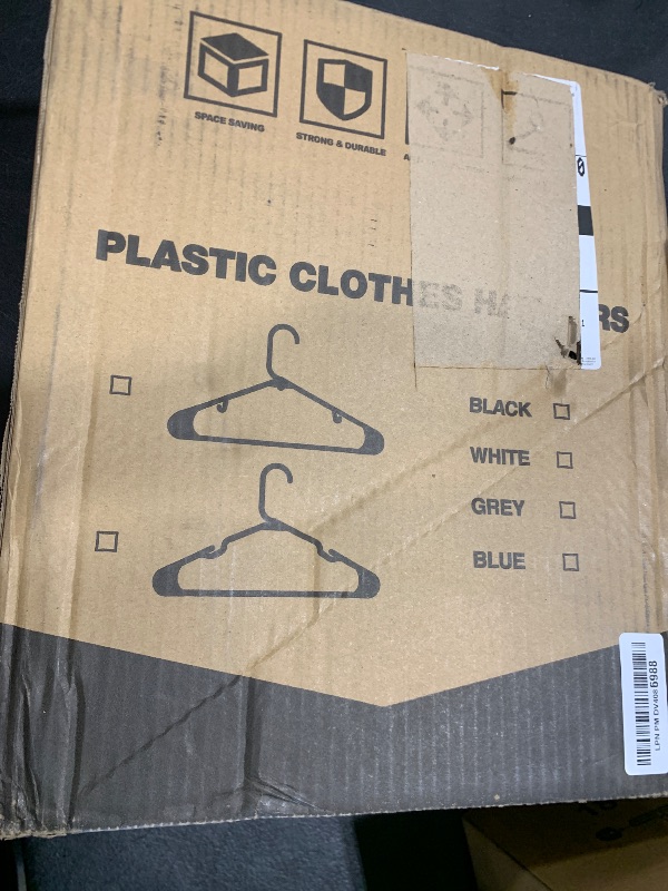 Photo 1 of HOUSE DAY White Plastic Hangers 50 Pack, Plastic Clothes Hangers with Built-in Hooks, Durable and Strong Plastic Coat Hangers for Closet, Space Saving Clothing Hanger for Shirts, Coats, Skirt, Dress