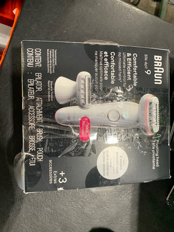Photo 1 of Braun Epilator Silk-épil 9, Hair Removal Device, Women Shaver & Trimmer, Pivoting Head, Wet and Dry Epilator, Includes Shaver Head and Trimmer Comb, SES9-030