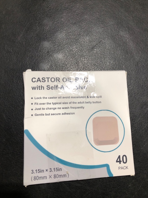 Photo 1 of 40Pcs Disposable Castor Oil Belly Button Patch | 3.15"*3.15" Highly Absorbent | Self-Adhesive Castor Oil Pack Wrap for Neck/Shoulders/Knees | No Wash | Organic Cotton | Anti-Seepage