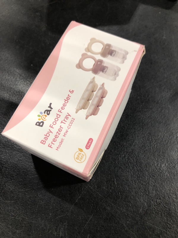 Photo 1 of Bear Baby Fruit Food Feeder & Mini Freezer Nibble Tray Combo, 2 Pack Breastmilk Popsicle Molds for Baby Teething Relief, BPA Free Silicone Feeder for Safe Infant Self Feeding, Dishwasher Safe
