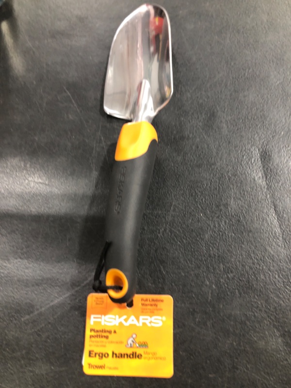 Photo 1 of Fiskars Ergo Garden Trowel for Digging and Planting, Heavy Duty Gardening Hand Tool with Hanging Hole