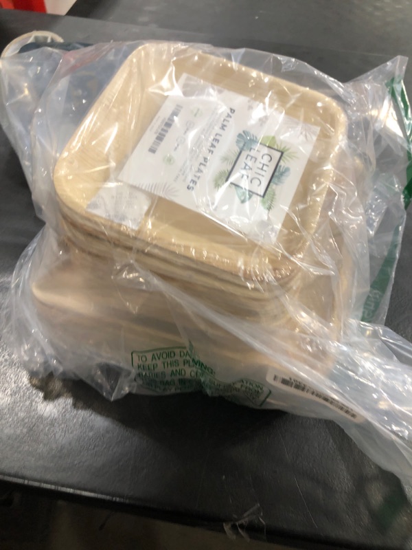 Photo 1 of Chic Leaf Compostable & Biodegradable Palm Leaf Disposable Bamboo Plates - Disposable Party Plates for Memorial Day Appetizers - Camping Essentials - Reusable Party Supplies (10 & 7 Inch Square)