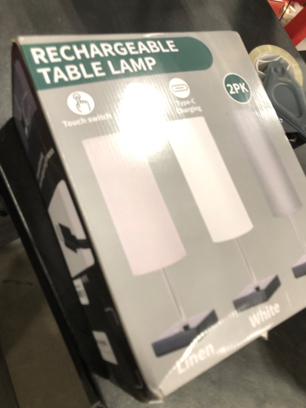 Photo 1 of 18Inch Cordless Table Lamp, Rechargeable Lamp Touch Control Dimmable, Battery Operated Small Bedside Table Lamps for Night stand, Cordless Desk Lamp with Linen Fabric Shade for Bedroom,Home,Office