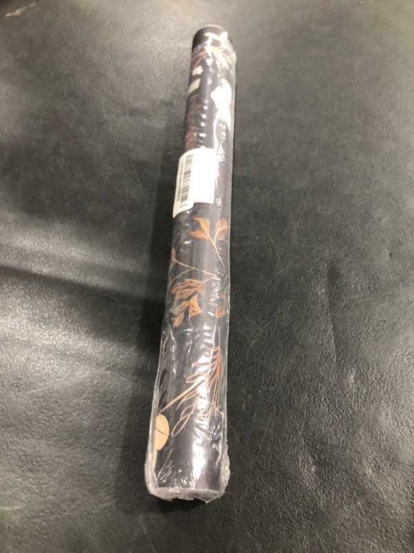 Photo 1 of VOLEAAR Beige and Black Peel and Stick Wallpaper Floral Wallppaer Peel and Stick Vintage Leaf Moody Contact Paper for Bedroom Bathroom Kitchen Home Decor PVC DIY Removable 17.5" x 118"(9.8Ft)