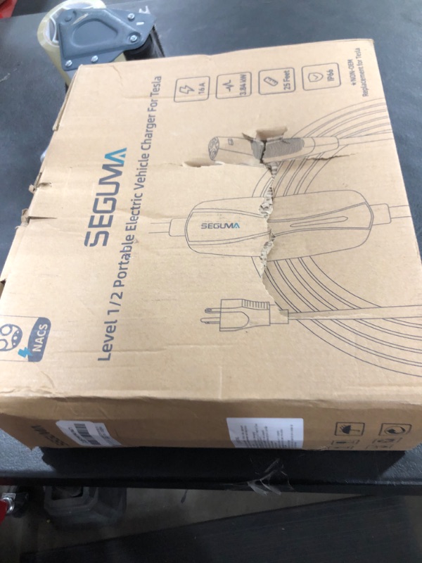 Photo 1 of SEGUMA Level 1/2 Tesla Charger, 16A, 25ft Extension Cable, Dual Voltage 240V NEMA 6-20 Plug & 120V NEMA 5-15 Adapter, NACS Connector, Portable Home Electric Car EV Charger for Tesla Models Y/X/3/S