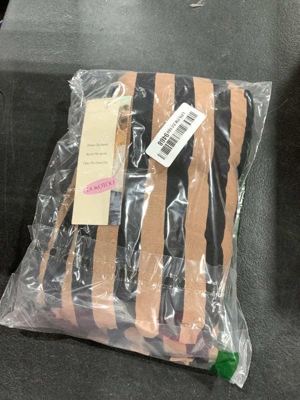 Photo 1 of Dokotoo Summer Dresses for Women 2025 Maxi Dress Casual V Neck Short Sleeve Stripe Split Long Dresses for Women Sun Dress Brown X Large