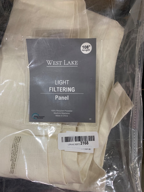 Photo 1 of WEST LAKE 9 ft Pinch Pleated Semi Sheer Curtains 108 Inches Long,Ivory Pearl Boho Light Filtering Drapes with Back Tabs,Rustic Textured Window Treatment with Hooks for Bedroom Living Room,40"Wx108"Lx2