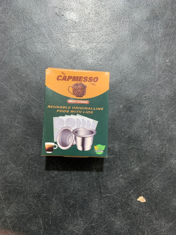 Photo 1 of CAPMESSO Reusable Capsules for Nespresso OriginalLine, Refillable Coffee Pods Stainless Steel Cups Compatible with Nespresso OriginalLine Brewer(2 Pods+100 Lids)