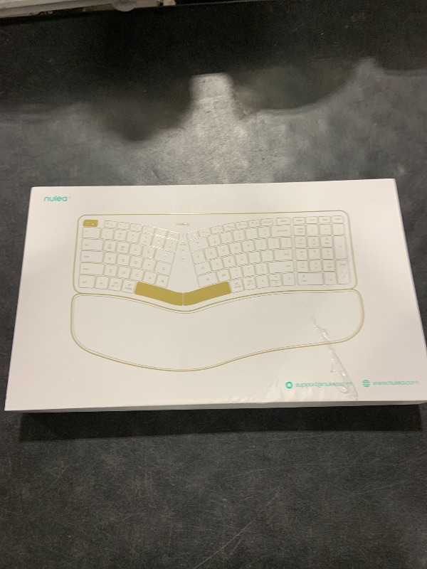 Photo 1 of Nulea RT05B Wireless Ergonomic Keyboard, Split Keyboard with Cushioned Wrist Rest, Bluetooth and USB Connectivity, USB-C Rechargeable Pink Grey