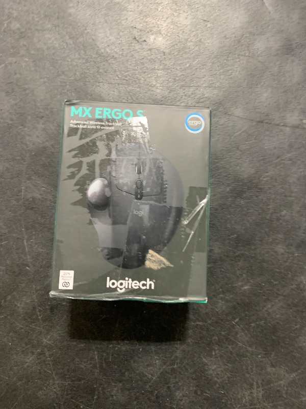 Photo 1 of Logitech MX Ergo S Advanced Wireless Trackball Mouse, USB-C Rechargeable Wireless Ergonomic Mouse with Bluetooth and Encrypted Dongle, 6 Programmable Buttons, for PC/Mac - Graphite