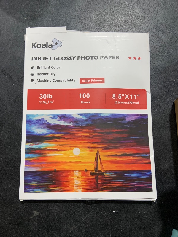 Photo 1 of Koala Glossy Thin Inkjet Paper 8.5x11 Inches 100 Sheets Compatible with Inkjet Printer Use DYE INK 115gsm