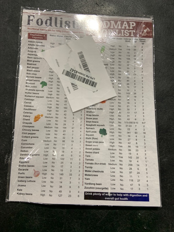 Photo 1 of Fodlist Fodmap List of Foods. Your Grocery & Shopping List for Nutrition that Supports Gut Health, IBS Relief, and Enhances the Elimination Diet. Pamphlet, Laminated, 8"x11"