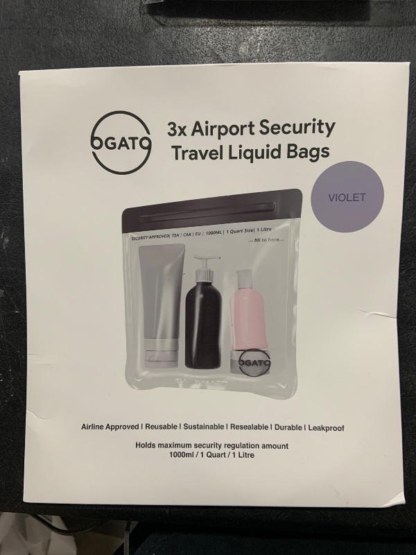 Photo 1 of Ogato 3pcs - TSA Approved Toiletry Bag - Our Quart Size Clear Toiletry Bags are Security Approved Worldwide for Liquids & Cosmetics - 100% 3-1-1 Compliant Clear Travel Bags for Toiletries Violet